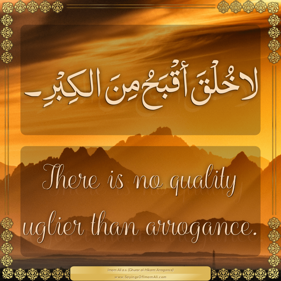There is no quality uglier than arrogance.